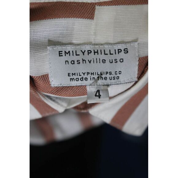 Emily Phillips Women's Long Sleeves Button Down Midi Shirt Dress Stripe Size 4 - Picture 5 of 6